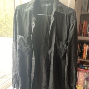 Black long sleeve button down 100% Silk